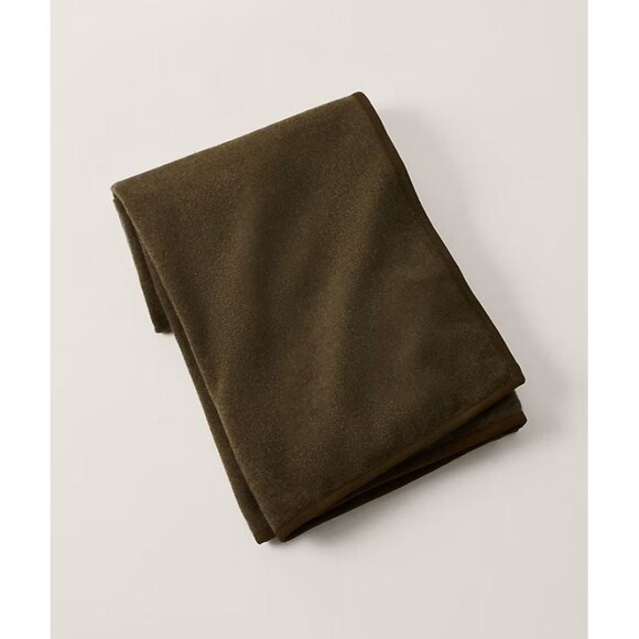 Ralph Lauren Home Barletta Throw Blanket 54x72 100% Wool Goat Suede Piping - Picture 1 of 5